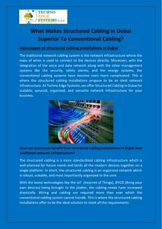 what makes structured cabling in dubai superior