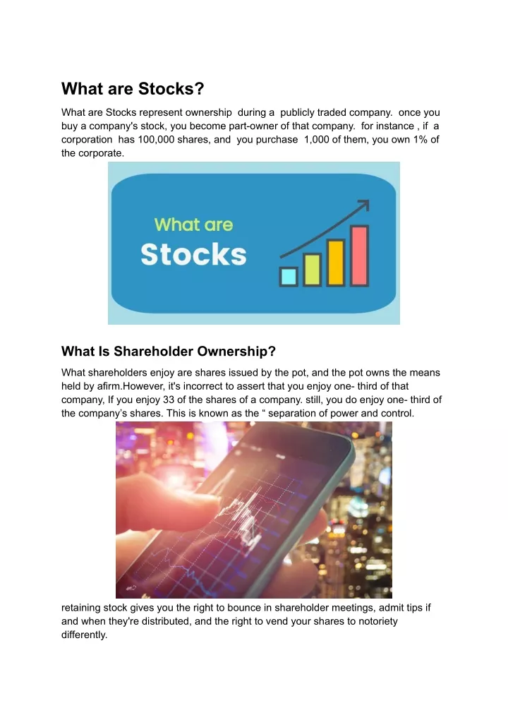 Stocks Represent Ownership In A Corporation True Or False