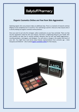 Organic Cosmetics Online are Free from Skin Aggravators