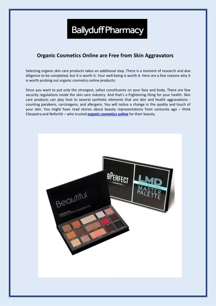 organic cosmetics online are free from skin