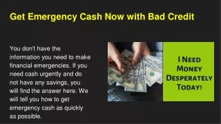 Get Emergency Cash Now with Bad Credit