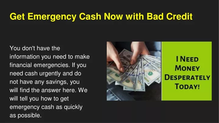 get emergency cash now with bad credit