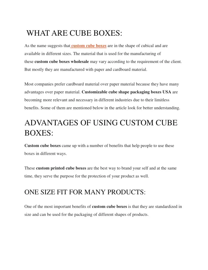 what are cube boxes