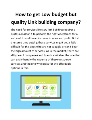 How to get Low budget but quality Link building company