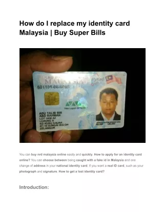 How do replace my identity card Malaysia  Buy Super Bills