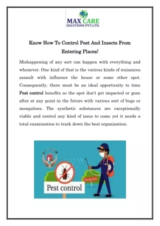 Pest Control Services In Goregaon | Call 8655552444 | Maxcaresolutions
