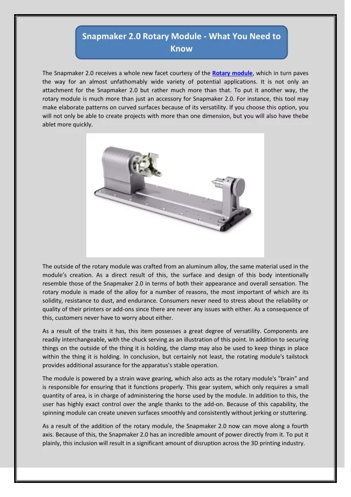 snapmaker 2 0 rotary module what you need to know