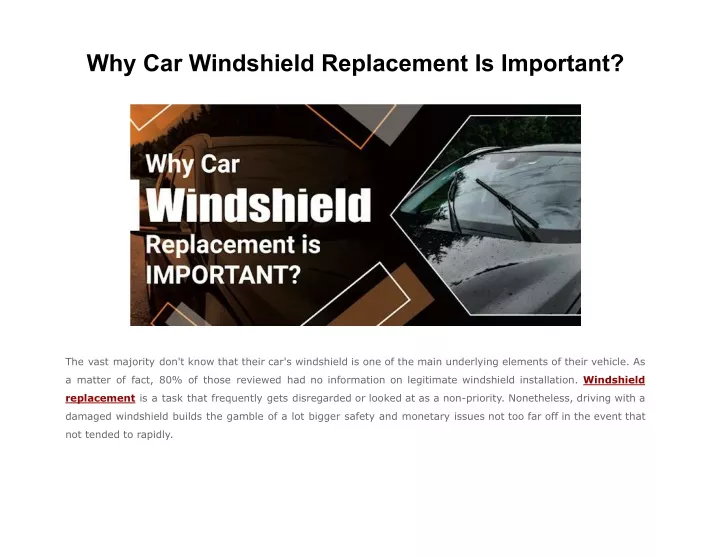 why car windshield replacement is important