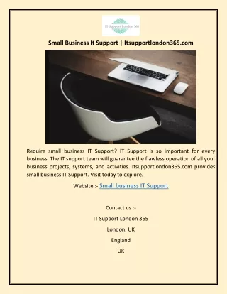 Small Business It Support  Itsupportlondon365.com