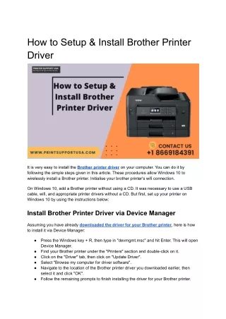 how to setup install brother printer driver