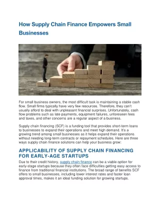 How Supply Chain Finance Empowers Small Businesses