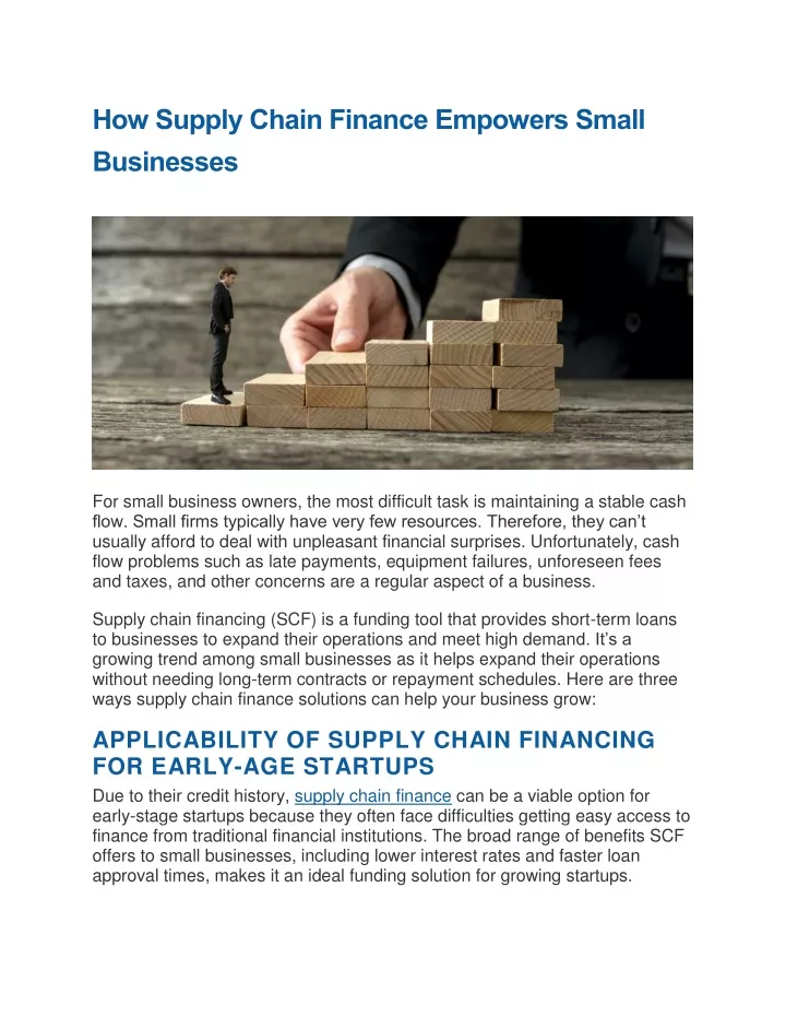 how supply chain finance empowers small businesses