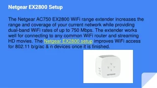 Netgear EX2800 Setup