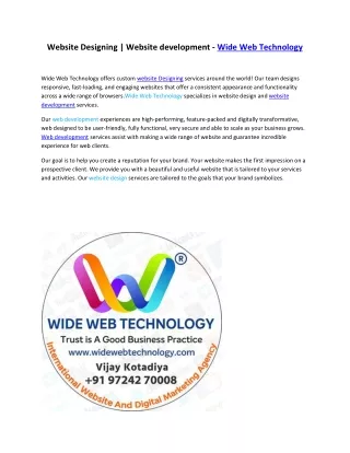 Website Designing,  Website development - Wide Web Technology