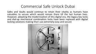 Commercial Safe Unlock Dubai