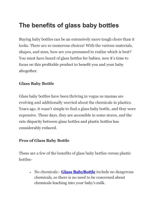 The benefits of glass baby bottles