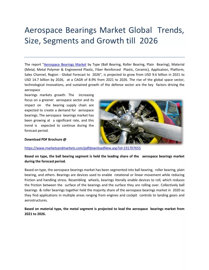 aerospace bearings market global trends size segments and growth till 2026