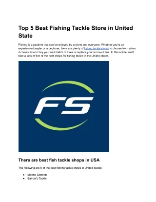 Top 5 Best Fishing Tackle Store in United State