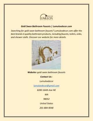 Gold Swan Bathroom Faucets  Lumuloxdecor