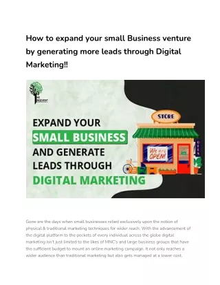 Expand Your Small Business Using Digital Marketing!