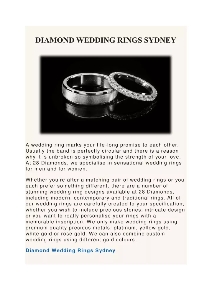 diamond wedding rings sydney