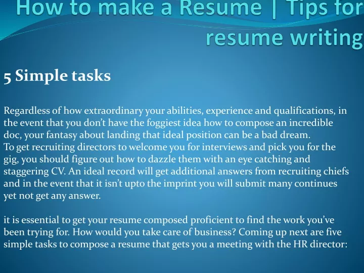 how to make a resume tips for resume writing