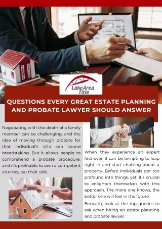 Questions Every Great Estate Planning And Probate Lawyer Should Answer