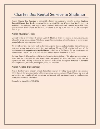 charter bus rental service in shalimar