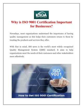 Why is ISO 9001 Certification Important for Businesses