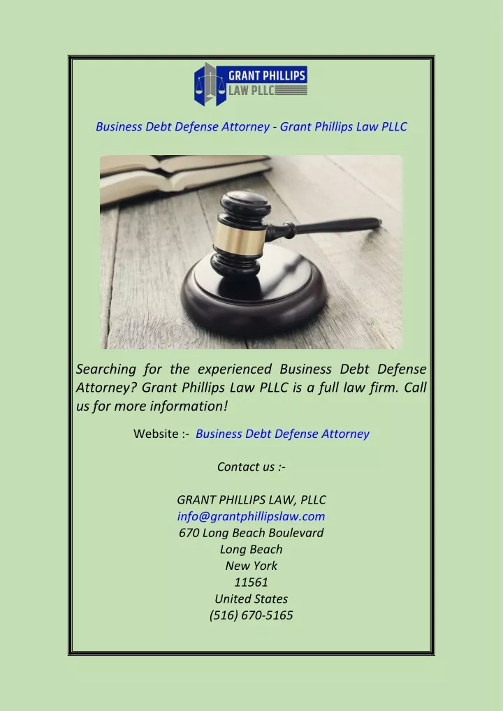 business debt defense attorney grant phillips