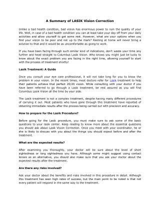 a summary of lasik vision correction unlike