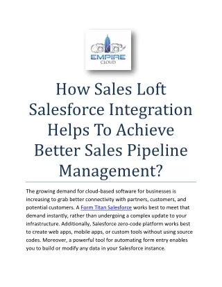 How Sales Loft Salesforce Integration Helps To Achieve Better Sales Pipeline Managemen1