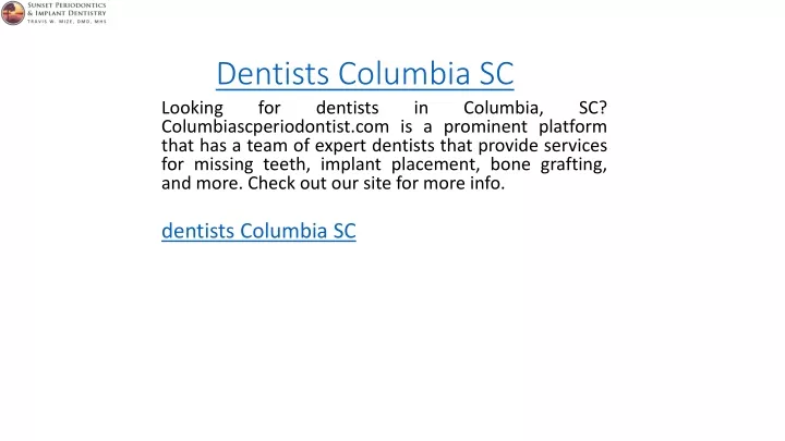 dentists columbia sc