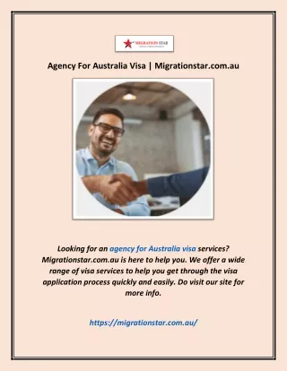 agency for australia visa migrationstar com au
