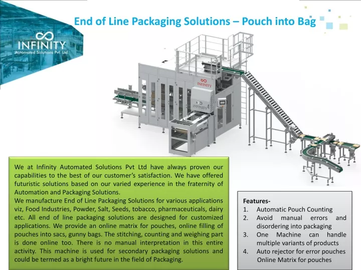 end of line packaging solutions pouch into bag