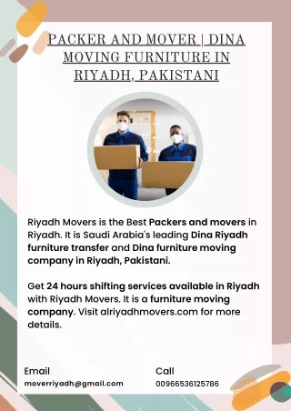 Packer and mover  Dina moving furniture in Riyadh, Pakistani