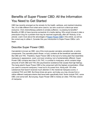 benefits of super flower cbd all the information