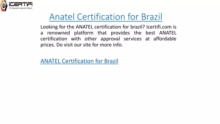 anatel certification for brazil
