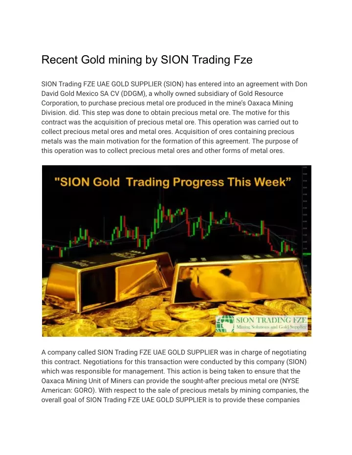 recent gold mining by sion trading fze