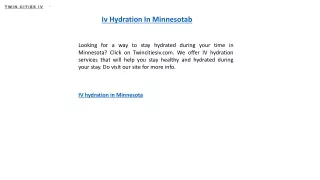 Iv Hydration In Minnesotab Twincitiesiv.com