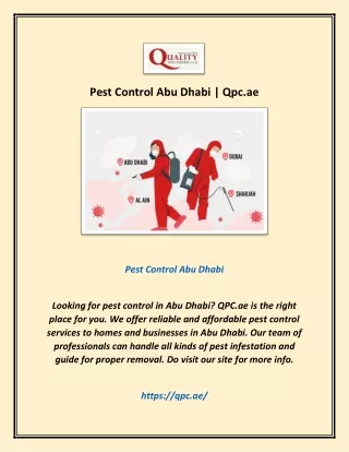 Pest Control Abu Dhabi | Qpc.ae
