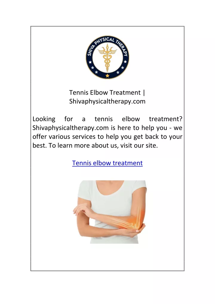 tennis elbow treatment shivaphysicaltherapy com