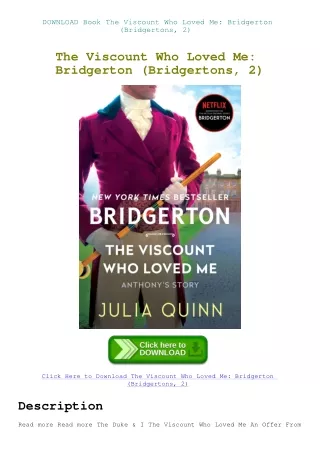 DOWNLOAD Book The Viscount Who Loved Me Bridgerton (Bridgertons  2)