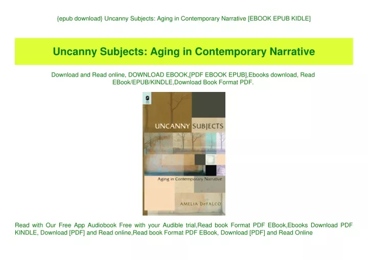 epub download uncanny subjects aging