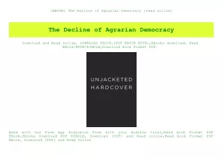 {EBOOK} The Decline of Agrarian Democracy {read online}