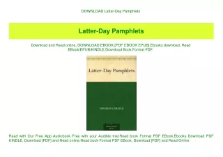 DOWNLOAD Latter-Day Pamphlets (READ PDF EBOOK)