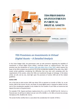 tds provisions on investments in virtual digital