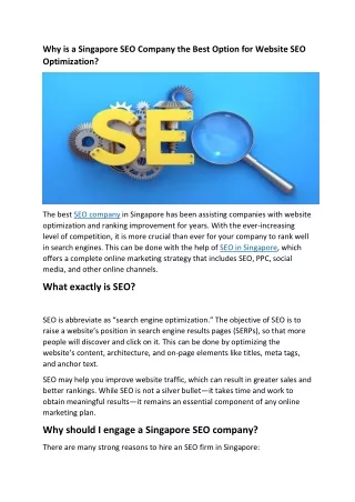Why is a Singapore SEO Company the Best Option for Website SEO Optimization.docx