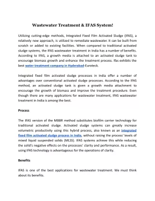wastewater treatment ifas system