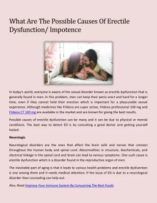 What Are the Possible Causes of Erectile Dysfunction